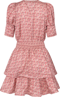 Jade Flower Satin Dress - Coral