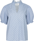 Signy Stripe Emb Blouse - Blå rand