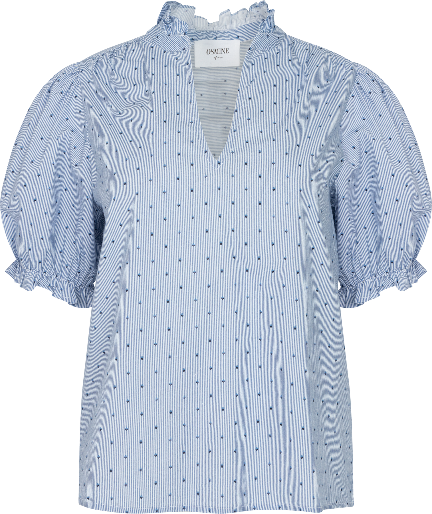 Signy Stripe Emb Blouse - Blå rand