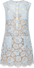 Fine Lace Mini Dress - Blå
