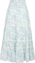 Vendla Flower Dobby-kjol - Blue Dobby Flower