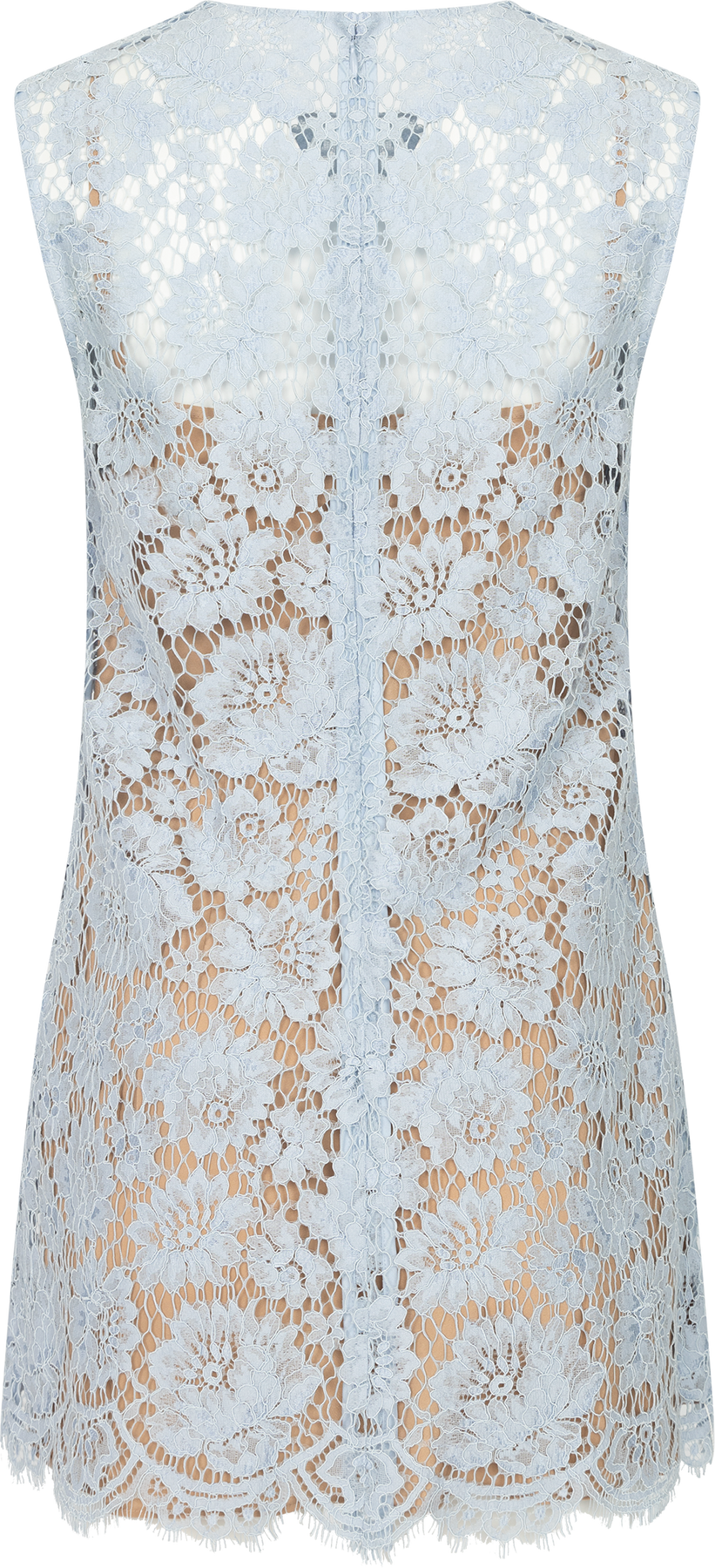 Fine Lace Mini Dress - Blå