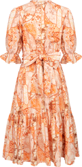 Gertrude Linne-midiklänning - Coral Flower