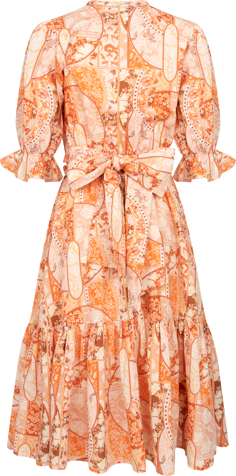 Gertrude Linne-midiklänning - Coral Flower