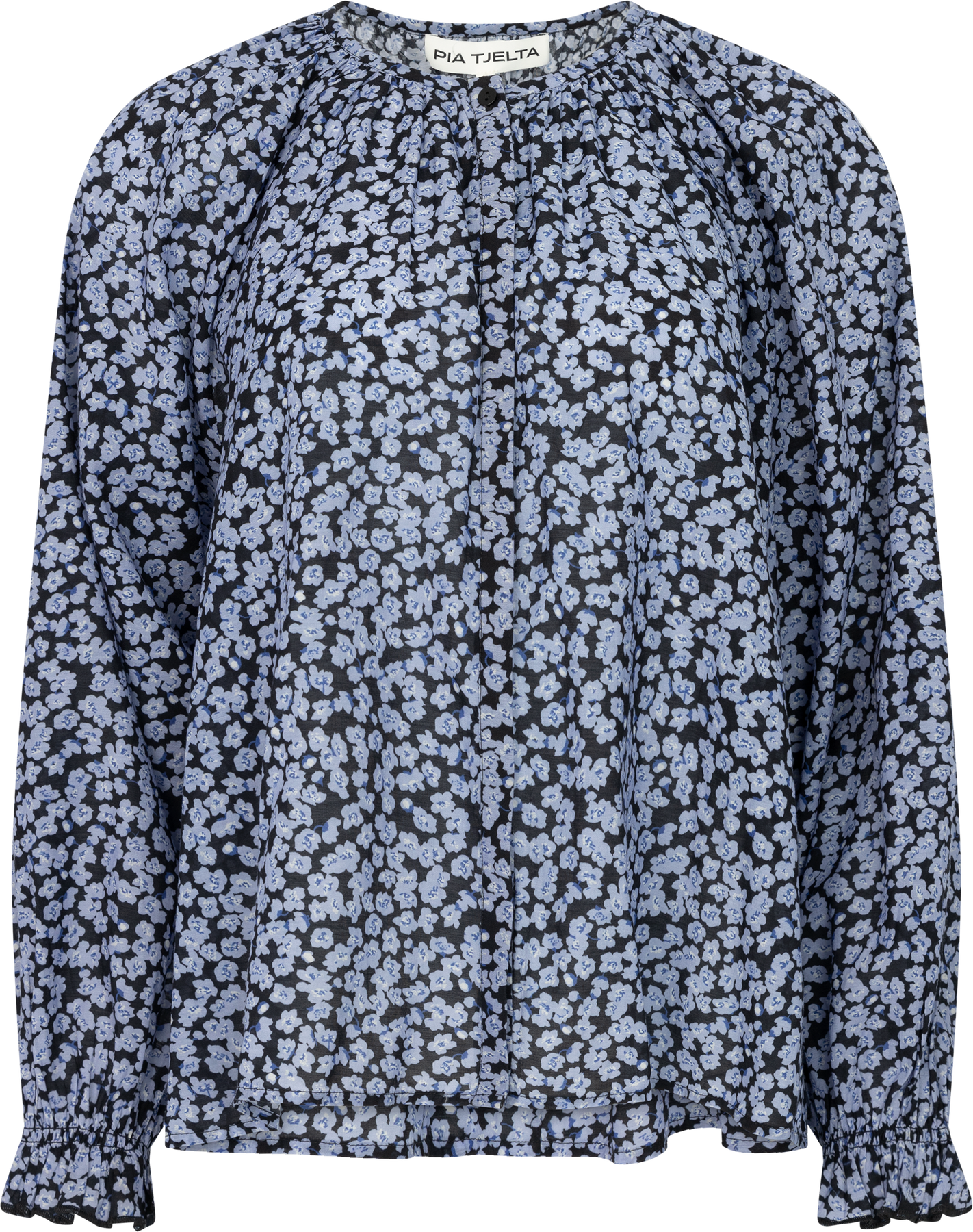 Ivon Retro Flower Blus - Svart