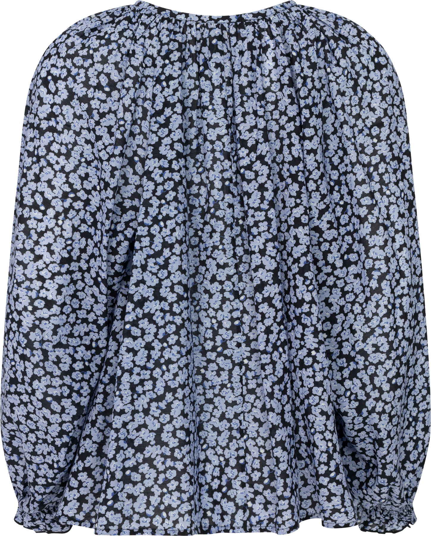 Ivon Retro Flower Blus - Svart