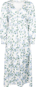 Adelic Long Dress - Blått hortensiaprint