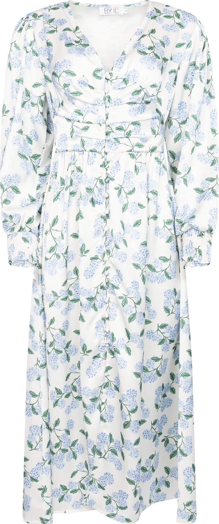 Adelic Long Dress - Blått hortensiaprint