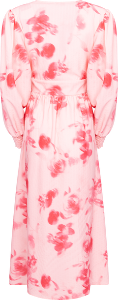 Adelic Long Dress - Abstract Pink Flower Print