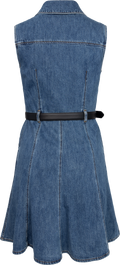 Denim Sleeveless Pearl Mini Dress - Blå