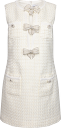 Boucle Bow Mini Dress - Gräddvit