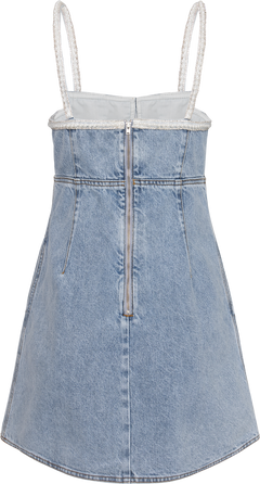 Denim Pearl Mini Dress - Light Blue
