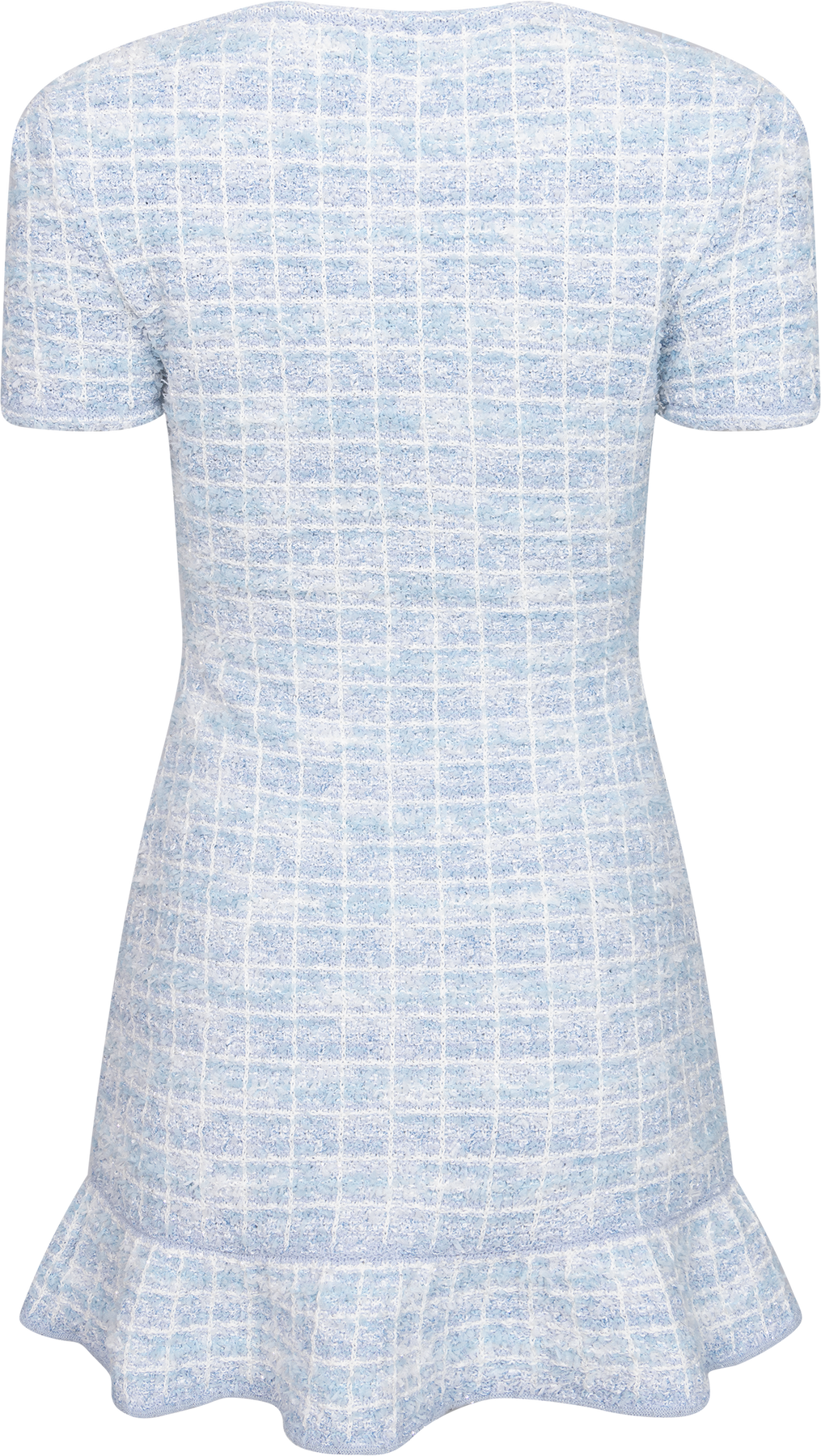 Check Knit Mini Dress - Blå