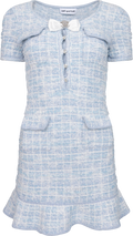 Check Knit Mini Dress - Blå