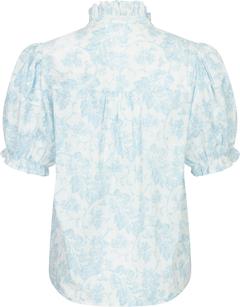 Signy Flower Dobby Blouse - Blue Dobby Flower