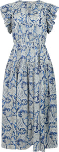 Kairi Flutter Sleeve Midi Dress - Ciel