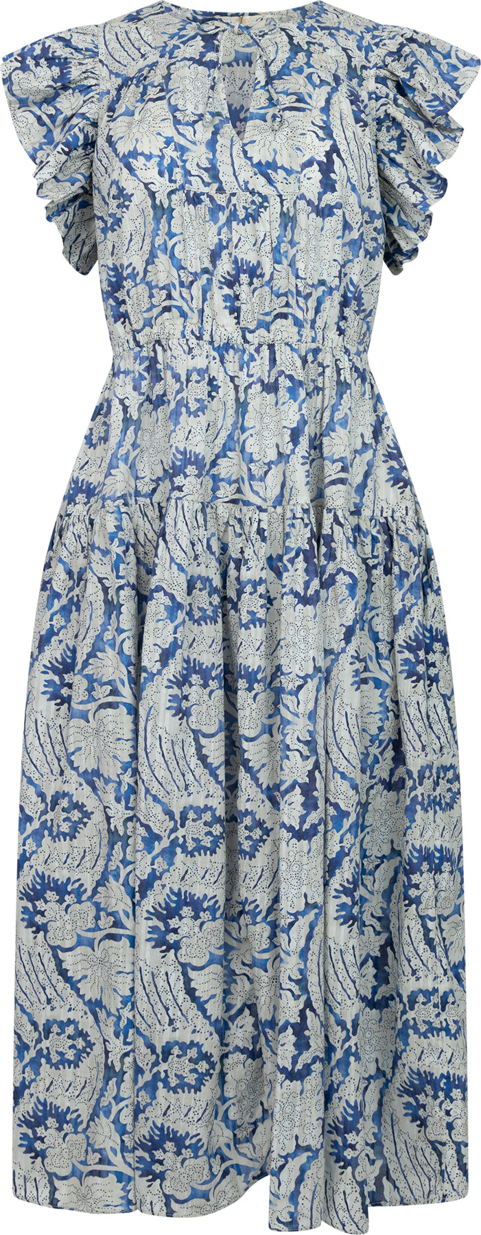 Kairi Flutter Sleeve Midi Dress - Ciel