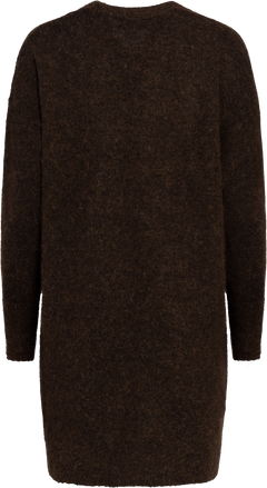 Lulu New Ls Knit Long Cardigan - Coffee Bean Melange