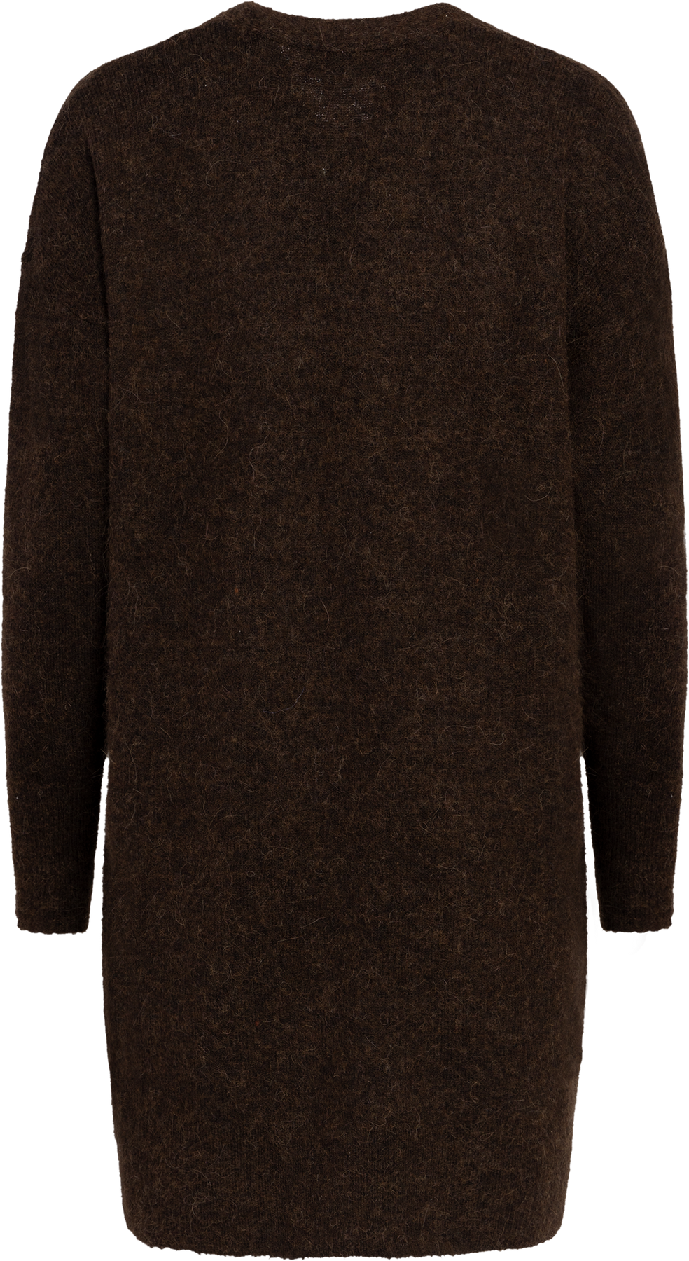 Lulu New Ls Knit Long Cardigan - Coffee Bean Melange