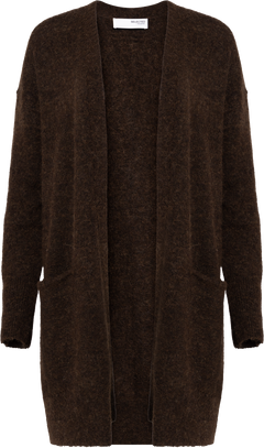 Lulu New Ls Knit Long Cardigan - Coffee Bean Melange