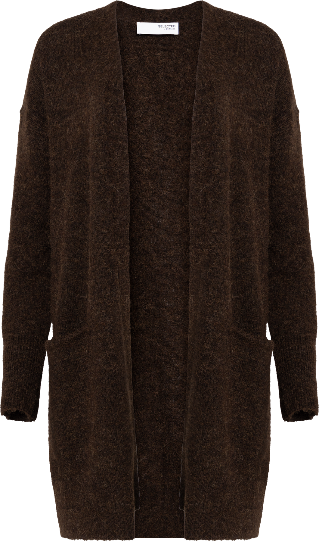 Lulu New Ls Knit Long Cardigan - Coffee Bean Melange