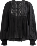 Cotton Slub Blouse - Black
