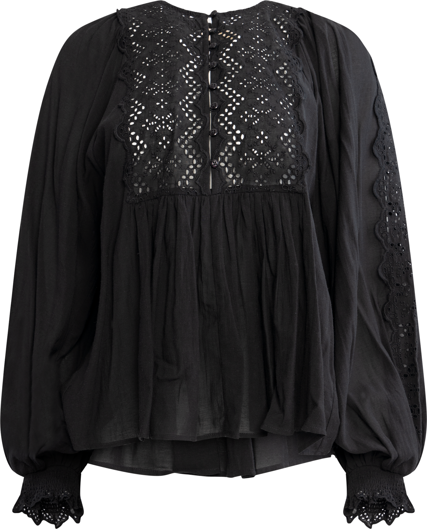 Cotton Slub Blouse - Black