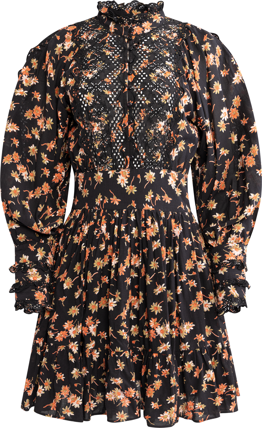 Cotton Slub Mini Dress - Midnight Daisy