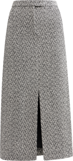 Herringbone Midi Skirt - Black