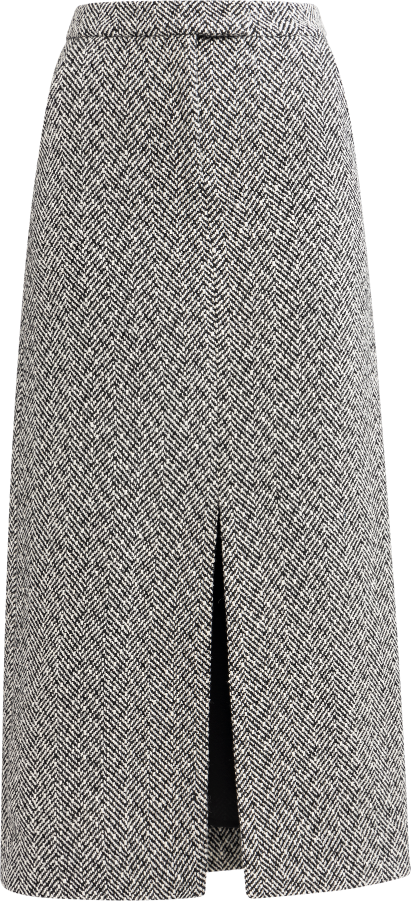 Herringbone Midi Skirt - Black
