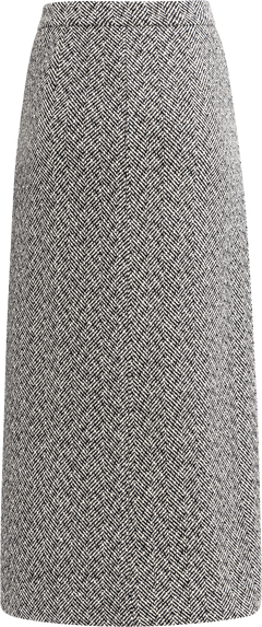 Herringbone Midi Skirt - Black