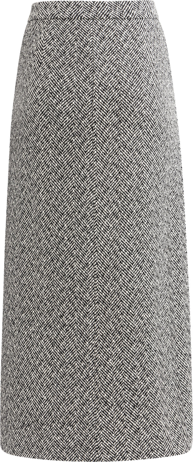 Herringbone Midi Skirt - Black