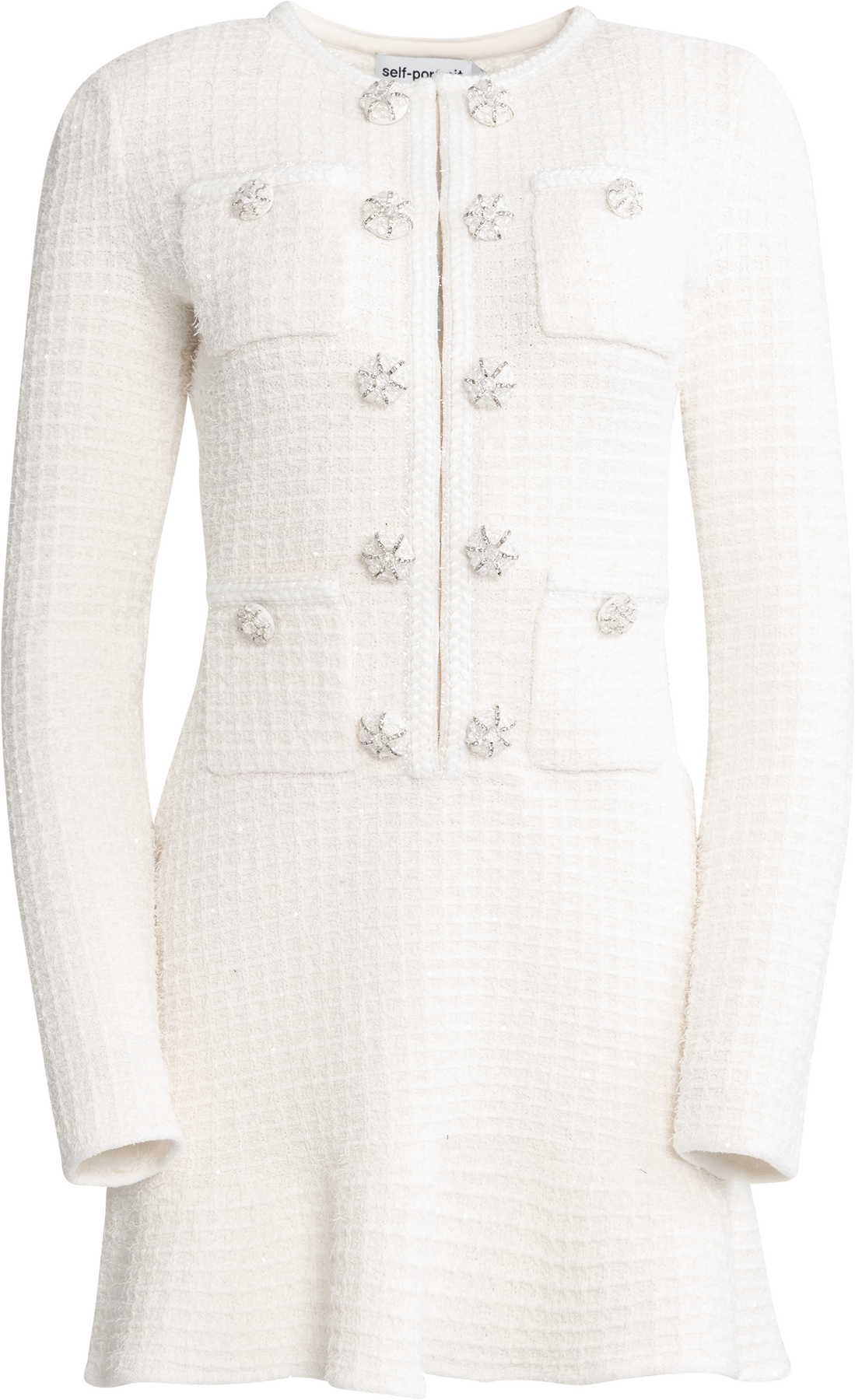Buttoned Knit Mini Dress - Cream