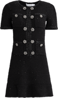 Buttoned Knit Mini Dress - Black