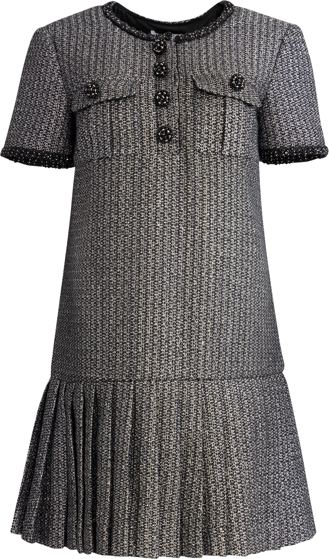 Metallic Boucle Mini Dress - Black