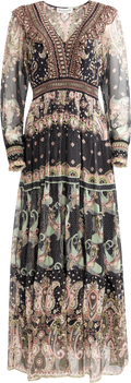 Nylah Long Dress Rayon/Silk - Black