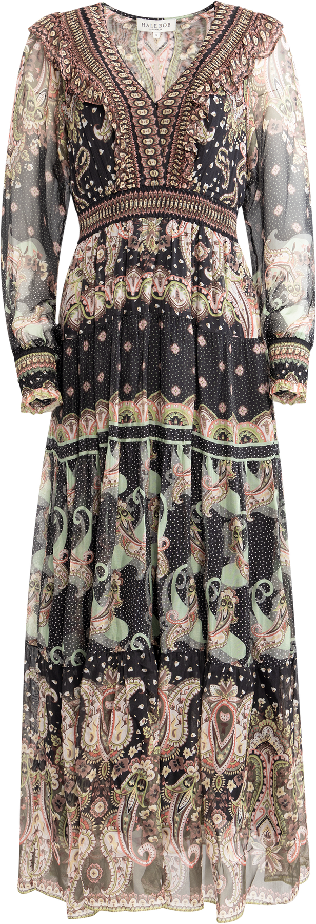 Nylah Long Dress Rayon/Silk - Black