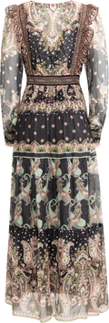 Nylah Long Dress Rayon/Silk - Black