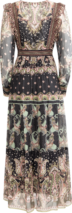 Nylah Long Dress Rayon/Silk - Black