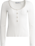 Embellished Knit Top - White