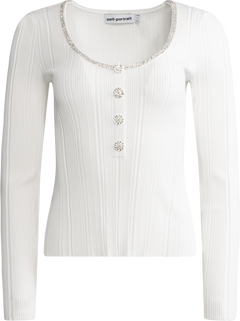 Embellished Knit Top - White