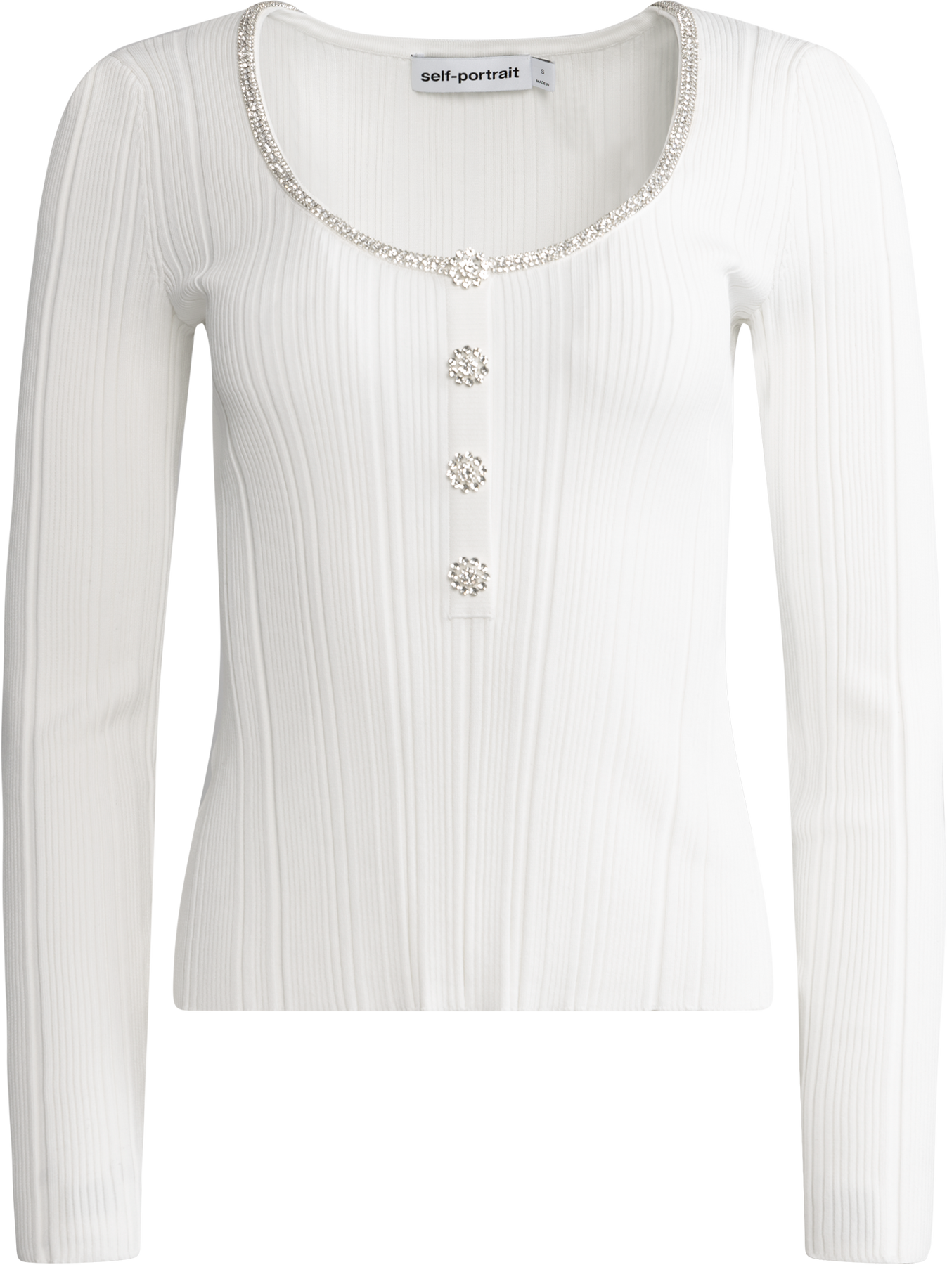 Embellished Knit Top - White