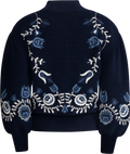 Inga Embroidery L/Slv High Neck Sweater - Navy