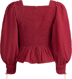 Regina Seersucker L/Slv Top - Red
