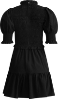 Regina Seersucker Puff Slv Smocked Dress - Svart