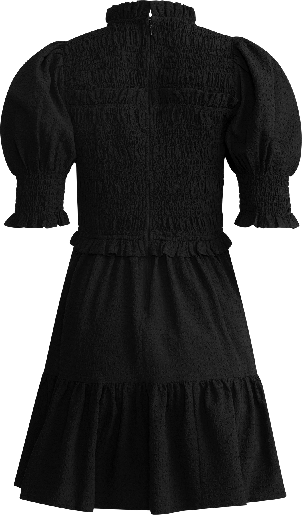 Regina Seersucker Puff Slv Smocked Dress - Svart