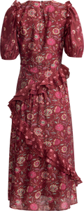 Famke Print Puff Slv Dress - Magenta