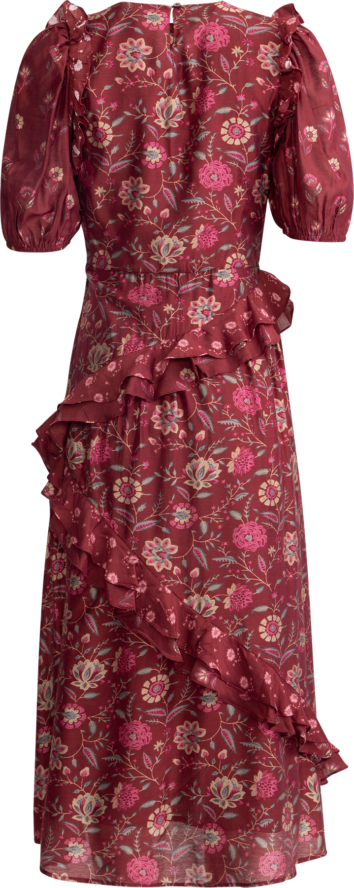 Famke Print Puff Slv Dress - Magenta