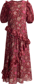 Famke Print Puff Slv Dress - Magenta