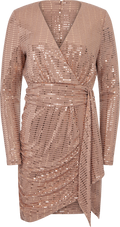 Olivia V-Neck Dress - Nude/Metallic